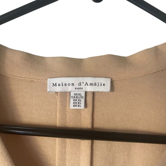 Maison‎ d'Amelie Paris Women's Size XL Beige Minimalist Tunic Blouse - Picture 7 of 10